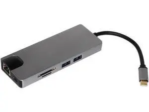 8 in 1 USB HUB Type-C to RJ45 Lan HDMI VGA Adapter Aluminum Slloy USB 3.0 HUB Card Reader Converter Cable for Macbook MateBook 8 in 1 USB HUB Type-C to RJ45 Lan HDMI VGA Adapter Aluminum Slloy USB 3.0 HUB Card Reader Converter Cable for Macbook MateBook