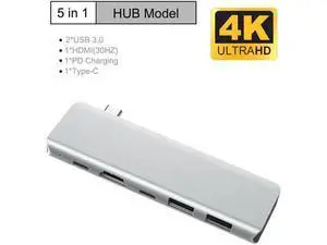 5 in 1 USB Type C HUB USB-C to 4K HDMI USB TYPE-C Adapter 5 Ports Aluminum Alloy Shell Splitter for PC Notebook Computer Laptop 5 in 1 USB Type C HUB USB-C to 4K HDMI USB TYPE-C Adapter 5 Ports Aluminum Alloy Shell Splitter for PC Notebook Computer Laptop