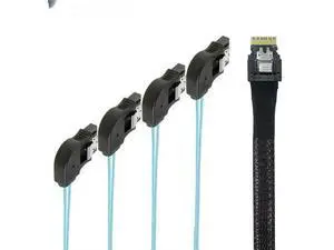 FOR High speed PCIE Slimline SAS 4.0 38P SFF-8654 4i to 4 SATA Adapter Cable with 7P Right-Angle Female Con tor FOR High speed PCIE Slimline SAS 4.0 38P SFF-8654 4i to 4 SATA Adapter Cable with 7P Right-Angle Female Con tor