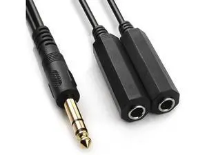 FOR 6.35mm 1/4 Inch Male Stereo to Two 6.35mm 1/4 inch Female TS Stereo Breakout Cable, Y Splitter Adapter Cable 0. (1FT) FOR 6.35mm 1/4 Inch Male Stereo to Two 6.35mm 1/4 inch Female TS Stereo Breakout Cable, Y Splitter Adapter Cable 0. (1FT)