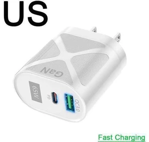 65W GaN Fast Charger Dual Port USB Type C Phone Charger Quick Charging 3.0 Power Adapter For iPhone 14 13 Xiaomi Samsung Wall Charger - White 65W GaN Fast Charger Dual Port USB Type C Phone Charger Quick Charging 3.0 Power Adapter For iPhone 14 13 Xiaomi Samsung Wall Charger - White