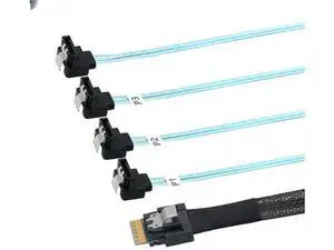FOR Efficient and Reliable PCIE Slimline SAS 4.0 38pin SFF-8654 4i to 4 SATA Female 90 Degree Cable FOR Efficient and Reliable PCIE Slimline SAS 4.0 38pin SFF-8654 4i to 4 SATA Female 90 Degree Cable
