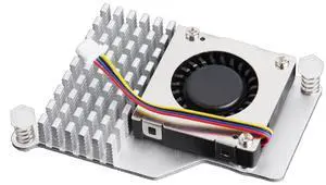 Raspberry Pi 5 PWM Fan Heatsink, Anodized Aluminum, Silver | 5V PWM Speed Control; 8000RPM; 1.09CFM Airflow Raspberry Pi 5 PWM Fan Heatsink, Anodized Aluminum, Silver | 5V PWM Speed Control; 8000RPM; 1.09CFM Airflow