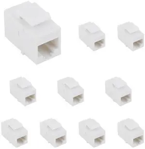 10 Pack CAT6 RJ45 Keystone Coupler, Female to Female UTP Insert, White | Tool-free Plug-and-Play, Universal Keystone Fit, Compact Lightweight Build, Flame-retardant ABS, Cat6/Cat5e/Cat5 Compatible 10 Pack CAT6 RJ45 Keystone Coupler, Female to Female UTP Insert, White | Tool-free Plug-and-Play, Universal Keystone Fit, Compact Lightweight Build, Flame-retardant ABS, Cat6/Cat5e/Cat5 Compatible