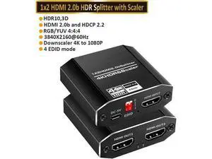 1 in 2 Out HDMI 2.0b Splitter 4K@60Hz with 4 Adjustable EDID Modes, HDCP 2.2 Support, RGB 4:4:4 3D HDMI Duplicator for PS4 PS5 Xbox PC Blu-Ray Player Fire Stick 1 in 2 Out HDMI 2.0b Splitter 4K@60Hz with 4 Adjustable EDID Modes, HDCP 2.2 Support, RGB 4:4:4 3D HDMI Duplicator for PS4 PS5 Xbox PC Blu-Ray Player Fire Stick
