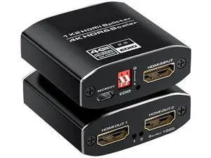 1 in 2 Out HDMI 2.0 Splitter 4K@60Hz HDR Mirror Duplicate Screen Splitter with EDID Control HDCP2.2 for Xbox PS5 PS4 PS3 PC DVD Fire Stick Blu-Ray Player TV Monitor 1 in 2 Out HDMI 2.0 Splitter 4K@60Hz HDR Mirror Duplicate Screen Splitter with EDID Control HDCP2.2 for Xbox PS5 PS4 PS3 PC DVD Fire Stick Blu-Ray Player TV Monitor