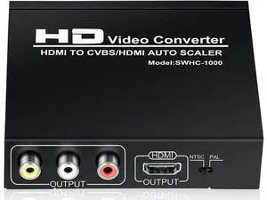 HDMI to HDMI + 3RCA CVBS Composite AV Converter, PAL/NTSC Dual Standard HDMI to RCA Audio Video Adapter Compatible with TV Stick, PS3, PC, Laptop, Xbox, HDTV, DVD HDMI to HDMI + 3RCA CVBS Composite AV Converter, PAL/NTSC Dual Standard HDMI to RCA Audio Video Adapter Compatible with TV Stick, PS3, PC, Laptop, Xbox, HDTV, DVD