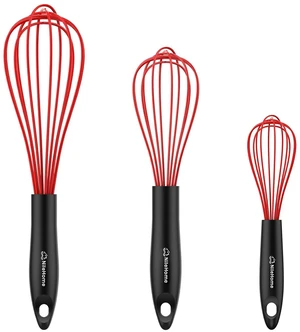 Silicone Whisk Set 8" 10" 12" Kitchen Whisk Red,3-pack Silicone Whisk Set 8" 10" 12" Kitchen Whisk Red,3-pack