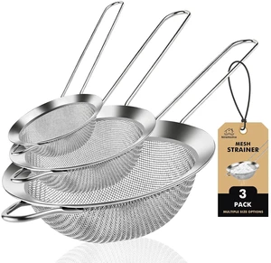 3 Piece Stainless Steel Mesh Strainers,Silver(2.8"+4.6"+6.3") 3 Piece Stainless Steel Mesh Strainers,Silver(2.8"+4.6"+6.3")