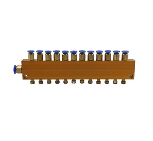 Brass 12 Way Adjustable Lube Oil Grease Distributor Valve Manifold Block Centra(in 6mm Out 4mm) Brass 12 Way Adjustable Lube Oil Grease Distributor Valve Manifold Block Centra(in 6mm Out 4mm)