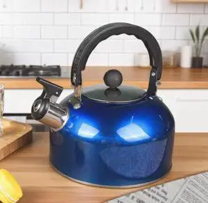 Stainless steel kettle, flat bottom, suitable for home use on gas 2L Squeaking Kettle Blue Stainless steel kettle, flat bottom, suitable for home use on gas 2L Squeaking Kettle Blue