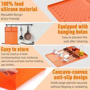 Silicone Grill Mat Compatible with Blackstone, BBQ Griddle Tools Mat with Drip Pad, Spatula Mat for Outdoor Kitchen Counter, Gifts for Men (Orange) Silicone Grill Mat Compatible with Blackstone, BBQ Griddle Tools Mat with Drip Pad, Spatula Mat for Outdoor Kitchen Counter, Gifts for Men (Orange)