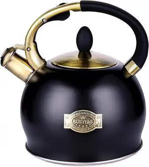SUSTEAS Stove Top Whistling Tea Kettle - Food Grade Stainless Steel Teakettle Teapot with Cool Touch Ergonomic Handle, With 1 Silicone Pinch Mitt Included, 2.64 Quart(BLACK) SUSTEAS Stove Top Whistling Tea Kettle - Food Grade Stainless Steel Teakettle Teapot with Cool Touch Ergonomic Handle, With 1 Silicone Pinch Mitt Included, 2.64 Quart(BLACK)