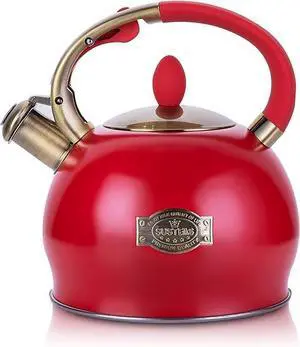 SUSTEAS Stove Top Whistling Tea Kettle - Food Grade Stainless Steel Teakettle Teapot with Cool Touch Ergonomic Handle, With 1 Silicone Pinch Mitt Included, 2.64 Quart(BLACK) RED SUSTEAS Stove Top Whistling Tea Kettle - Food Grade Stainless Steel Teakettle Teapot with Cool Touch Ergonomic Handle, With 1 Silicone Pinch Mitt Included, 2.64 Quart(BLACK) RED