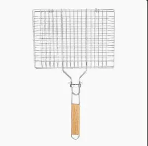 BBQ stainless steel barbecue tongs, outdoor foldable handle grilling net tongs, barbecue rack, square grilling fish net, sausage tongs BBQ stainless steel barbecue tongs, outdoor foldable handle grilling net tongs, barbecue rack, square grilling fish net, sausage tongs