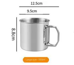 304 stainless steel water cup - outdoor camping cup, camping cup, portable folding handle cup, mountain climbing picnic cup 9cm 304 single-layer folded cup sanded 304 stainless steel water cup - outdoor camping cup, camping cup, portable folding handle cup, mountain climbing picnic cup 9cm 304 single-layer folded cup sanded