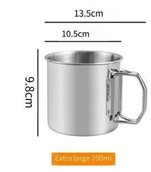 304 stainless steel water cup - outdoor camping cup, camping cup, portable folding handle cup, mountain climbing picnic cup 10cm 304 single-layer folded cup sanded 304 stainless steel water cup - outdoor camping cup, camping cup, portable folding handle cup, mountain climbing picnic cup 10cm 304 single-layer folded cup sanded
