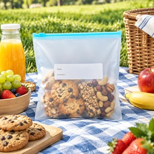 Sliding Zipper Food Storage Bags, BPA Free Thick Reusable Sealed Freezer Bags, Refrigerator Organizer Bags for Grains, Fruit, Vegetables Sliding Zipper Food Storage Bags, BPA Free Thick Reusable Sealed Freezer Bags, Refrigerator Organizer Bags for Grains, Fruit, Vegetables