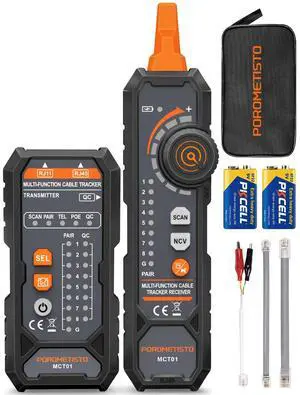 MCT01 4-in-1 Network Cable Tester Ethernet Tester with PoE, NCV, Tone Tracing & Flashlight, RJ11 RJ45 Wire Tracer for Cat5/Cat6 Continuity, Telephone Line Polarity, Electrician Tool Kit MCT01 4-in-1 Network Cable Tester Ethernet Tester with PoE, NCV, Tone Tracing & Flashlight, RJ11 RJ45 Wire Tracer for Cat5/Cat6 Continuity, Telephone Line Polarity, Electrician Tool Kit
