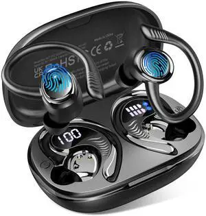 Wireless Earbuds Sport, NEW Bluetooth 5.4 Headphones with Earhooks, 50H Stereo Deep Bass Over Ear Buds with 4 ENC Noise Canceling Mics, IP7 Waterproof Earphones for Running Workout Gym -Black Wireless Earbuds Sport, NEW Bluetooth 5.4 Headphones with Earhooks, 50H Stereo Deep Bass Over Ear Buds with 4 ENC Noise Canceling Mics, IP7 Waterproof Earphones for Running Workout Gym -Black