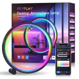 Smart LED Table Lamp, RGB+IC Lighting, Color Changing Night Light, Music Sync, DIY Mode, Stepless Dimming, App & Voice Control (2.4GHz WiFi), Works with Alexa & Google, for Bedroom & Gaming Smart LED Table Lamp, RGB+IC Lighting, Color Changing Night Light, Music Sync, DIY Mode, Stepless Dimming, App & Voice Control (2.4GHz WiFi), Works with Alexa & Google, for Bedroom & Gaming
