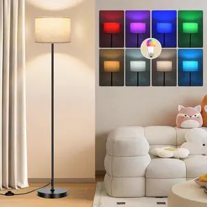 Smart Floor Lamp, Color Changing Standing Light with Music Sync, App & Remote Control, Adjustable Brightness & Color Temperature (Beige Shade) Smart Floor Lamp, Color Changing Standing Light with Music Sync, App & Remote Control, Adjustable Brightness & Color Temperature (Beige Shade)