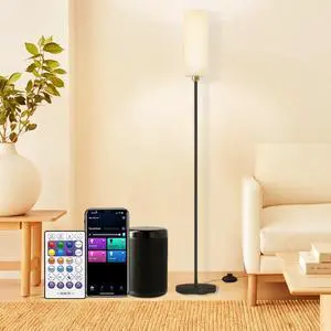 Floor Lamp Works with Alexa & Google 2.4G Remote RGB + Color Temperatures Bright Dimmable Smart LED Lamp, Living Room Standing Tall Pole Modern Black Floor Lamp for Bedroom/Nursery/Office/Corner. Floor Lamp Works with Alexa & Google 2.4G Remote RGB + Color Temperatures Bright Dimmable Smart LED Lamp, Living Room Standing Tall Pole Modern Black Floor Lamp for Bedroom/Nursery/Office/Corner.