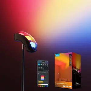 Torchiere Floor Lamp with Matter, Alexa Compatible, RGBIC Warm Cool White Standing Lamp with 77 Scene Modes, Music Sync, 67" Modern Floor Lamps for Living Room Bedroom, Black, 172 ft² Light Area Torchiere Floor Lamp with Matter, Alexa Compatible, RGBIC Warm Cool White Standing Lamp with 77 Scene Modes, Music Sync, 67" Modern Floor Lamps for Living Room Bedroom, Black, 172 ft² Light Area