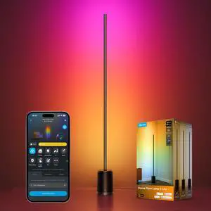 Floor Lamp 3 Lite, Smart RGBIC LED Corner Lamp Compatible with Alexa, SmartThings, Matter, 1400lm Dimmable Color Changing Tall Standing Light with Music Sync for Living Room Bedroom Gaming Room Floor Lamp 3 Lite, Smart RGBIC LED Corner Lamp Compatible with Alexa, SmartThings, Matter, 1400lm Dimmable Color Changing Tall Standing Light with Music Sync for Living Room Bedroom Gaming Room