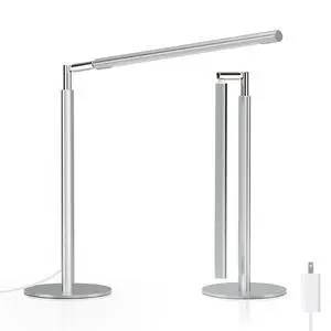 Metal Desk Lamp for Home Office - 16'' Foldable LED Desk Light for Reading, 4 Color Temps, 15W 1200Lm Dimmable Table Lamp with Flexible Arm, Task Lamp for College Dorm Study Painting, Silver Metal Desk Lamp for Home Office - 16'' Foldable LED Desk Light for Reading, 4 Color Temps, 15W 1200Lm Dimmable Table Lamp with Flexible Arm, Task Lamp for College Dorm Study Painting, Silver