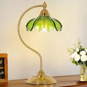 Glass Beside Table Lamp for Bedroom, Plug In Gold Desk Lamp, Vintage Flower Nightstand Lamp, Table Lamps for Living Room, Small Desk Lamps for Home Office, Green Table Light, Flower Lamp Decoration Glass Beside Table Lamp for Bedroom, Plug In Gold Desk Lamp, Vintage Flower Nightstand Lamp, Table Lamps for Living Room, Small Desk Lamps for Home Office, Green Table Light, Flower Lamp Decoration