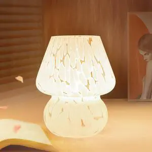 Mushroom Lamp Small Bedside Table Lamp-Nightstand Nightlight Dimmable Stepless, Translucent Glass White Desk Lamp for Bedroom Dorm Living Kitchen, Murano Style Aesthetic Cute Home Decor Mushroom Lamp Small Bedside Table Lamp-Nightstand Nightlight Dimmable Stepless, Translucent Glass White Desk Lamp for Bedroom Dorm Living Kitchen, Murano Style Aesthetic Cute Home Decor