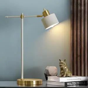 22.2" Modern Desk Lamp, Metal Table Lamp with LED Bulb, Adjustable Reading Lamps for Living Room, Mid Century Task Lamp for Home Office, Industrial Bedside Lamps, Cream and Gold 22.2" Modern Desk Lamp, Metal Table Lamp with LED Bulb, Adjustable Reading Lamps for Living Room, Mid Century Task Lamp for Home Office, Industrial Bedside Lamps, Cream and Gold