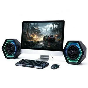 Computer Gaming Speakers with 8 Modes RGB Lighting Effects, Maximum 50W Loud Gaming Bluetooth 5.3 Speakers for PC/Laptop/TV Computer Gaming Speakers with 8 Modes RGB Lighting Effects, Maximum 50W Loud Gaming Bluetooth 5.3 Speakers for PC/Laptop/TV