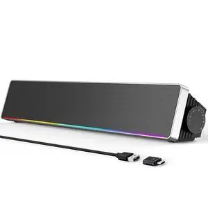 Computer Speakers for Desktop PC, HiFi Stereo PC Speakers with Volume Knob, Colorful Lights, Plug & Play Wired USB/USB-C Powered for Desktop, Computer, Laptop Computer Speakers for Desktop PC, HiFi Stereo PC Speakers with Volume Knob, Colorful Lights, Plug & Play Wired USB/USB-C Powered for Desktop, Computer, Laptop