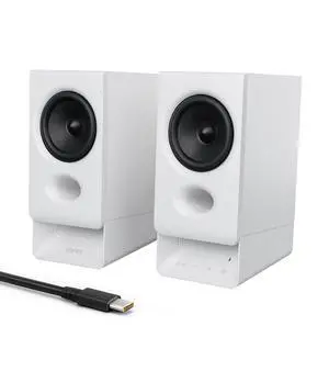 Computer Speakers, 2.75" Full-Range Drivers, Bluetooth 6.0,Touch Controls, AUX & USB-C Inputs, Headphone Jack, Custom Ambient Light & Sound Profiles via APP- White Computer Speakers, 2.75" Full-Range Drivers, Bluetooth 6.0,Touch Controls, AUX & USB-C Inputs, Headphone Jack, Custom Ambient Light & Sound Profiles via APP- White