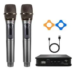 Wireless Microphone Karaoke System with RCA and AUX Audio Interface Output, Supports Speakers Smart TV Media Boxes Computers and Bluetooth Optical Coaxial for Family Singing Activities (2 Microphone) Wireless Microphone Karaoke System with RCA and AUX Audio Interface Output, Supports Speakers Smart TV Media Boxes Computers and Bluetooth Optical Coaxial for Family Singing Activities (2 Microphone)