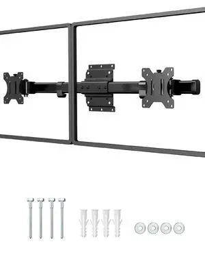 Dual Monitor Wall Mount, Single to Double Bracket Adapter, Horizontal Assembly Arm for 2 Monitors 13-27 Inch, Max 22lbs Per Arm, Ultra-Slim Wall Gap, VESA 75x75/100x100mm, Black Dual Monitor Wall Mount, Single to Double Bracket Adapter, Horizontal Assembly Arm for 2 Monitors 13-27 Inch, Max 22lbs Per Arm, Ultra-Slim Wall Gap, VESA 75x75/100x100mm, Black