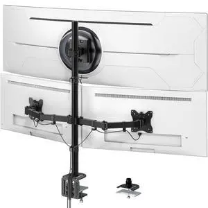 Triple Monitor Mount for Up to 49" Ultrawide and 32" Monitors per Side Arm, Extra Tall 3 Monitor Desk Mount Holds up to 44 lbs, VESA 75/100 mm Triple Monitor Mount for Up to 49" Ultrawide and 32" Monitors per Side Arm, Extra Tall 3 Monitor Desk Mount Holds up to 44 lbs, VESA 75/100 mm