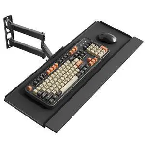 Wall Mount Keyboard Tray with Adjustable Arm - Ergonomic Swivel & Tilt, Universal Keyboard and Mouse Tray for Home Office, Gaming & Streaming, 7.6"x25.8" Platform, Holds up to 19.8 lbs Wall Mount Keyboard Tray with Adjustable Arm - Ergonomic Swivel & Tilt, Universal Keyboard and Mouse Tray for Home Office, Gaming & Streaming, 7.6"x25.8" Platform, Holds up to 19.8 lbs
