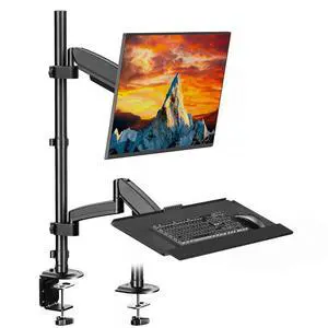 Sit Stand Monitor Desk Mount for 17-32 inch Screens, Height Adjustable Full-Motion Articulating Arm with Keyboard Tray,19.8 lbs Monitor & 2.2lbs Tray Capacity, C-Clamp & Grommet Mount,Black Sit Stand Monitor Desk Mount for 17-32 inch Screens, Height Adjustable Full-Motion Articulating Arm with Keyboard Tray,19.8 lbs Monitor & 2.2lbs Tray Capacity, C-Clamp & Grommet Mount,Black