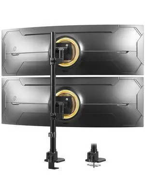 Dual Monitor-Arm Ultrawide Heavy Duty - 24-57 inch Vertical Dual Monitor Mount, Adjustable Stacked Double Monitor Desk Mount Stand, Max Load 59.4 lbs (per Arm), VESA 75/100 mm, Black Dual Monitor-Arm Ultrawide Heavy Duty - 24-57 inch Vertical Dual Monitor Mount, Adjustable Stacked Double Monitor Desk Mount Stand, Max Load 59.4 lbs (per Arm), VESA 75/100 mm, Black