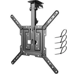 Flip Down TV Mount, Manual Folding Ceiling TV Mount for Most 23'' to 55'' TVs, Height Adjustable Drop Down TV Mount for Flat & Pitched Roof, Swivel, Max Load 44lbs, Max VESA 400x400, Black Flip Down TV Mount, Manual Folding Ceiling TV Mount for Most 23'' to 55'' TVs, Height Adjustable Drop Down TV Mount for Flat & Pitched Roof, Swivel, Max Load 44lbs, Max VESA 400x400, Black