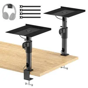 Clamp-on Desktop Speaker Stands Pair for LG, Sony, Vizio, Klipsch, Samsung, JBL Speaker Stand Desk - Adjustable Desk Speaker Stands for Most Satellite & Bookshelf Speaker Stands Wr Cable Management Clamp-on Desktop Speaker Stands Pair for LG, Sony, Vizio, Klipsch, Samsung, JBL Speaker Stand Desk - Adjustable Desk Speaker Stands for Most Satellite & Bookshelf Speaker Stands Wr Cable Management