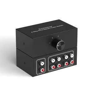 4-Way Stereo Audio Switcher, Bi-Directional Right and Left Channel Audio Selector Box for Blu-ray Players or DVD Players Active Speakers (4In-1Out /1In-4Out) 4-Way Stereo Audio Switcher, Bi-Directional Right and Left Channel Audio Selector Box for Blu-ray Players or DVD Players Active Speakers (4In-1Out /1In-4Out)
