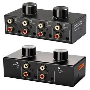 Bi-Directional 2 in 4 Out & 4 in 2 Out RCA 3.5mm Port Audio Switcher, 2-Way 4-Way 4x2 RCA 1/8 Stereo Speakers Headphones Audio Switch Selector Box Bi-Directional 2 in 4 Out & 4 in 2 Out RCA 3.5mm Port Audio Switcher, 2-Way 4-Way 4x2 RCA 1/8 Stereo Speakers Headphones Audio Switch Selector Box