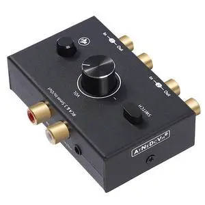 RCA 3.5mm Port 1 in 2 Out / 2 in 1 Out Bi-Directional Audio Switcher, 2-Way Stereo L/R Sound Channel Speaker Headphone Audio Switch Selector Splitter Box RCA 3.5mm Port 1 in 2 Out / 2 in 1 Out Bi-Directional Audio Switcher, 2-Way Stereo L/R Sound Channel Speaker Headphone Audio Switch Selector Splitter Box