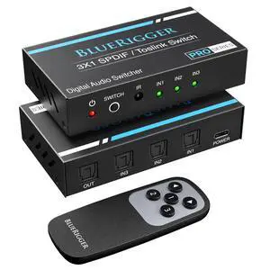 Digital Toslink Optical 3x1 Switch - (LPCM 2.0, SPDIF Optical Audio Switcher with IR Remote Control, 3 in 1 Fiber Optic Switch) - Compatible with Gaming Console, HDTV, Amplifier, Soundbar Digital Toslink Optical 3x1 Switch - (LPCM 2.0, SPDIF Optical Audio Switcher with IR Remote Control, 3 in 1 Fiber Optic Switch) - Compatible with Gaming Console, HDTV, Amplifier, Soundbar