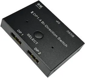 Bi-Directional DisplayPort Switch 8K60Hz Display Port 1.4 switcher Box 4K@144Hz 2in1out 1 in 2 Out for only Showing one Monitor at a time.Does not Support Multi-Screen functionality (Iron Shell) Bi-Directional DisplayPort Switch 8K60Hz Display Port 1.4 switcher Box 4K@144Hz 2in1out 1 in 2 Out for only Showing one Monitor at a time.Does not Support Multi-Screen functionality (Iron Shell)