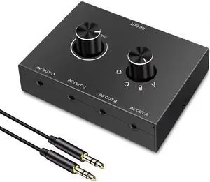 3.5mm Audio Switch 4-in 1-out/1-in 4-Out Bidirectional Stereo Switch 4 Way Switch Selector Splitter Box Headphone Amplifier 3.5mm Audio Switch 4-in 1-out/1-in 4-Out Bidirectional Stereo Switch 4 Way Switch Selector Splitter Box Headphone Amplifier